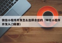 微信小程序开发怎么选择合适的（微信小程序开发入门精要）