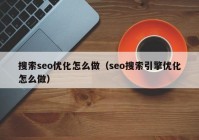 搜索seo优化怎么做（seo搜索引擎优化怎么做）