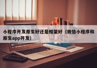 小程序开发原生好还是框架好（微信小程序和原生app开发）