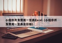 小程序开发费用一览表Excel（小程序开发费用一览表含价格）