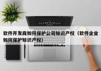 软件开发商如何保护公司知识产权（软件企业如何保护知识产权）